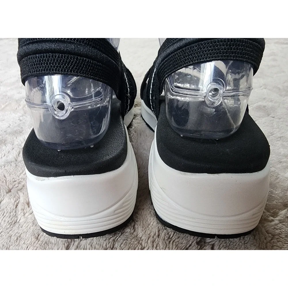 Skechers Uno Coolio Black White Sports Wedge Sandals Womens 7 119255
